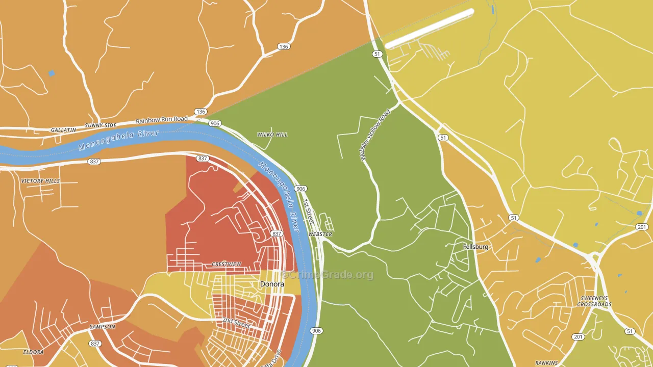 Webster, PA Map of Assault Rates