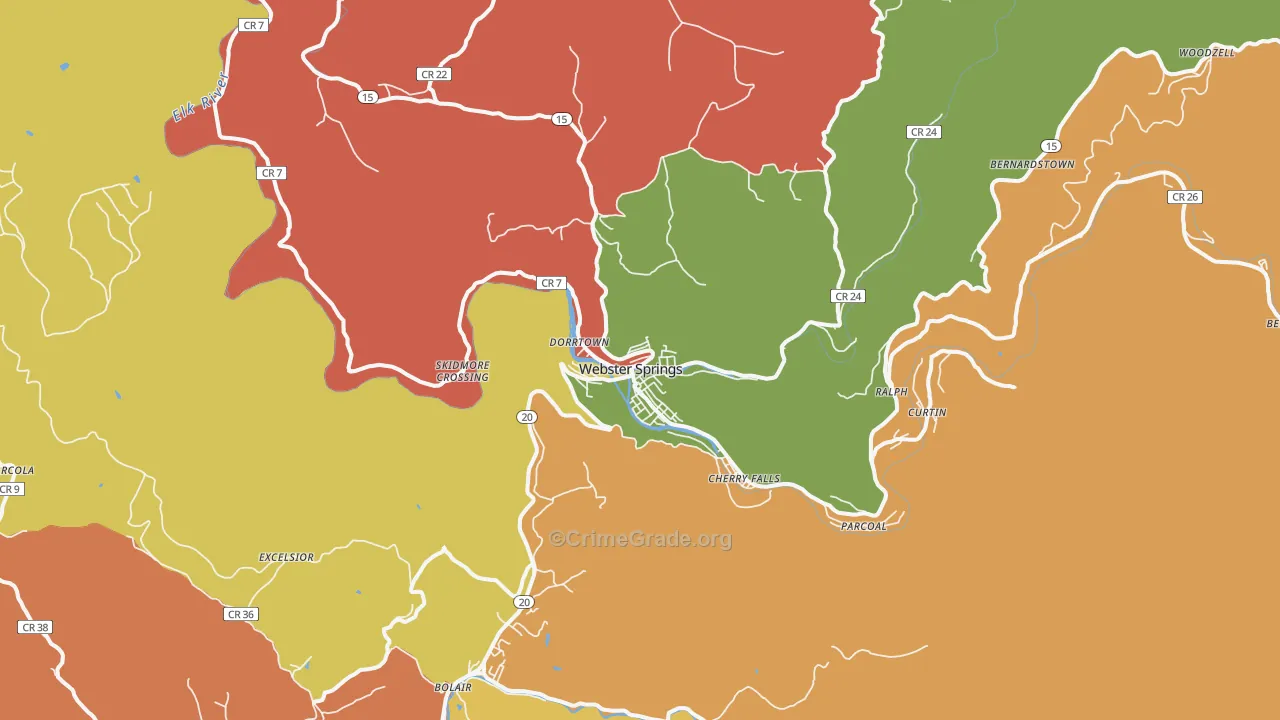Webster Springs, WV Map of Assault Rates