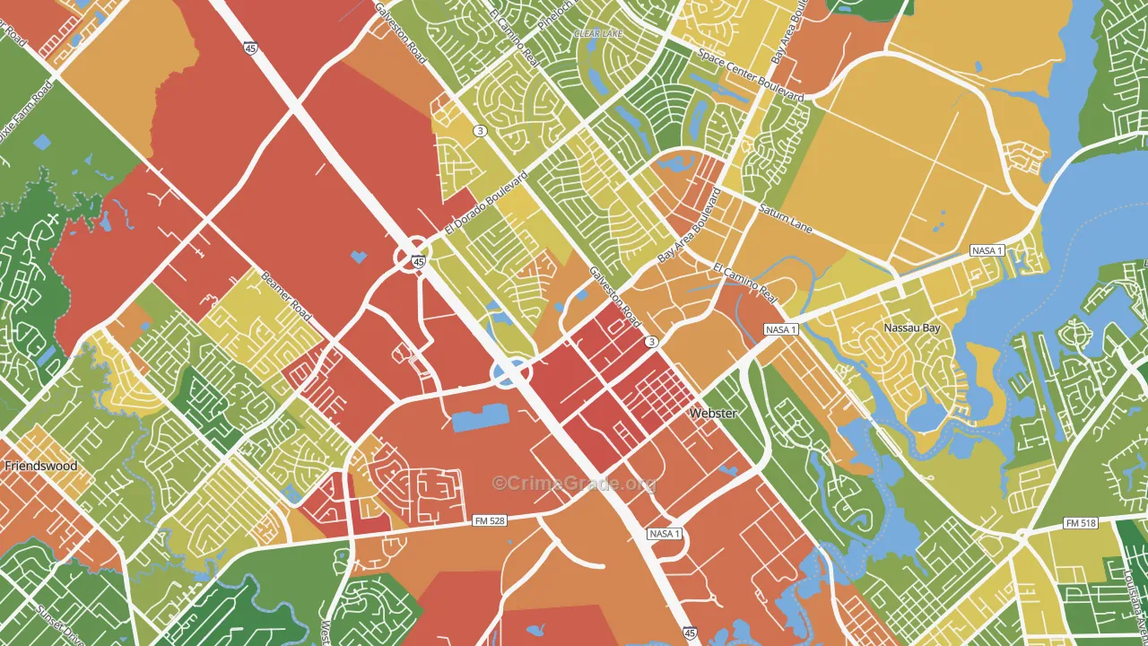 Webster, TX Map of Assault Rates