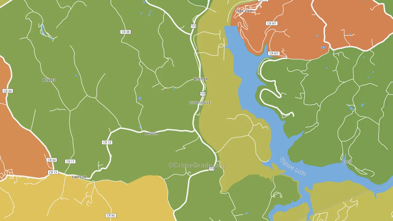 Webster, WV Map of Assault Rates
