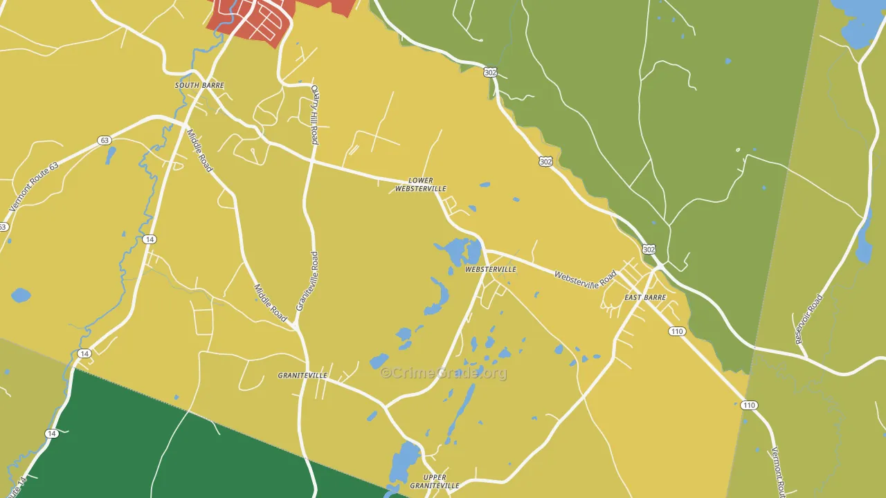 Websterville, VT Map of Assault Rates