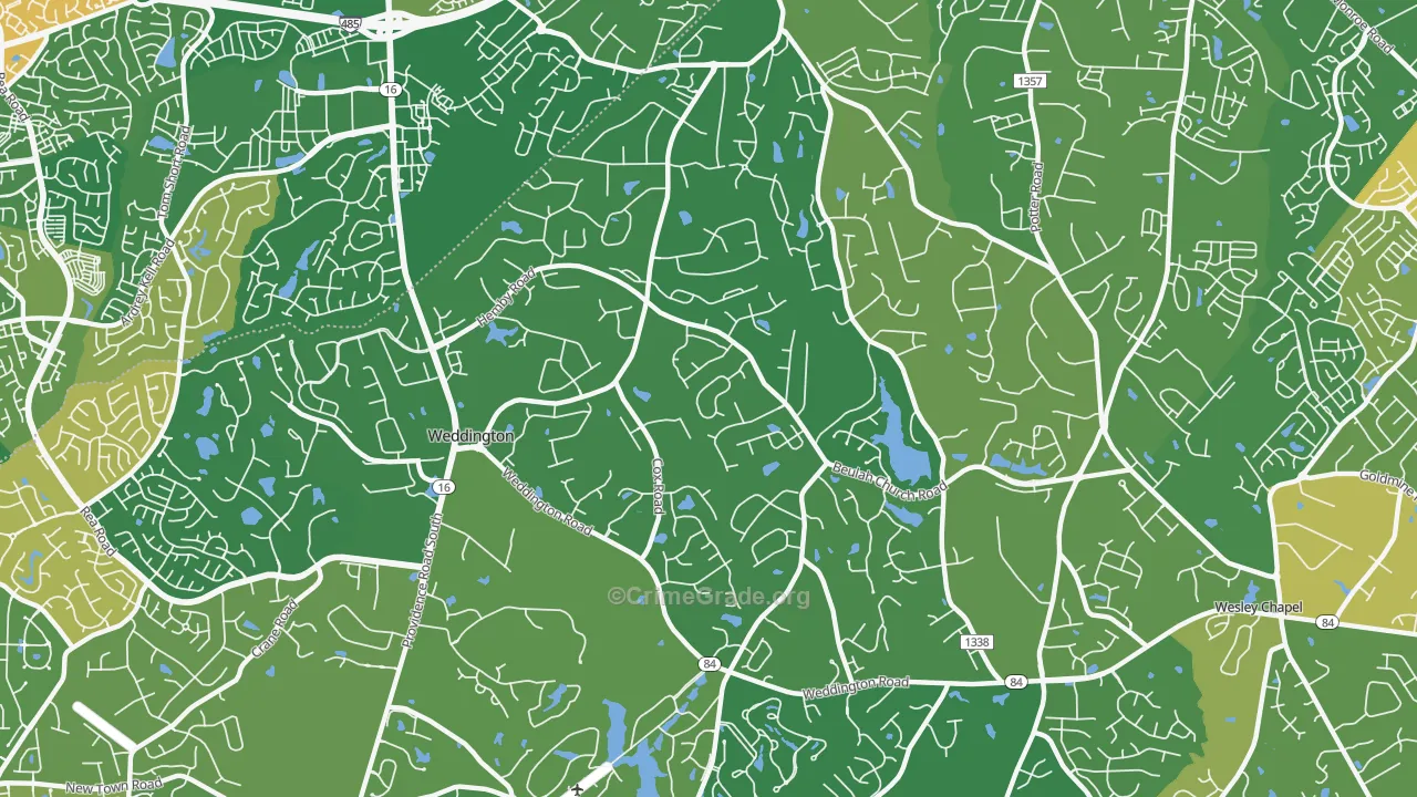 Weddington, NC Map of Assault Rates