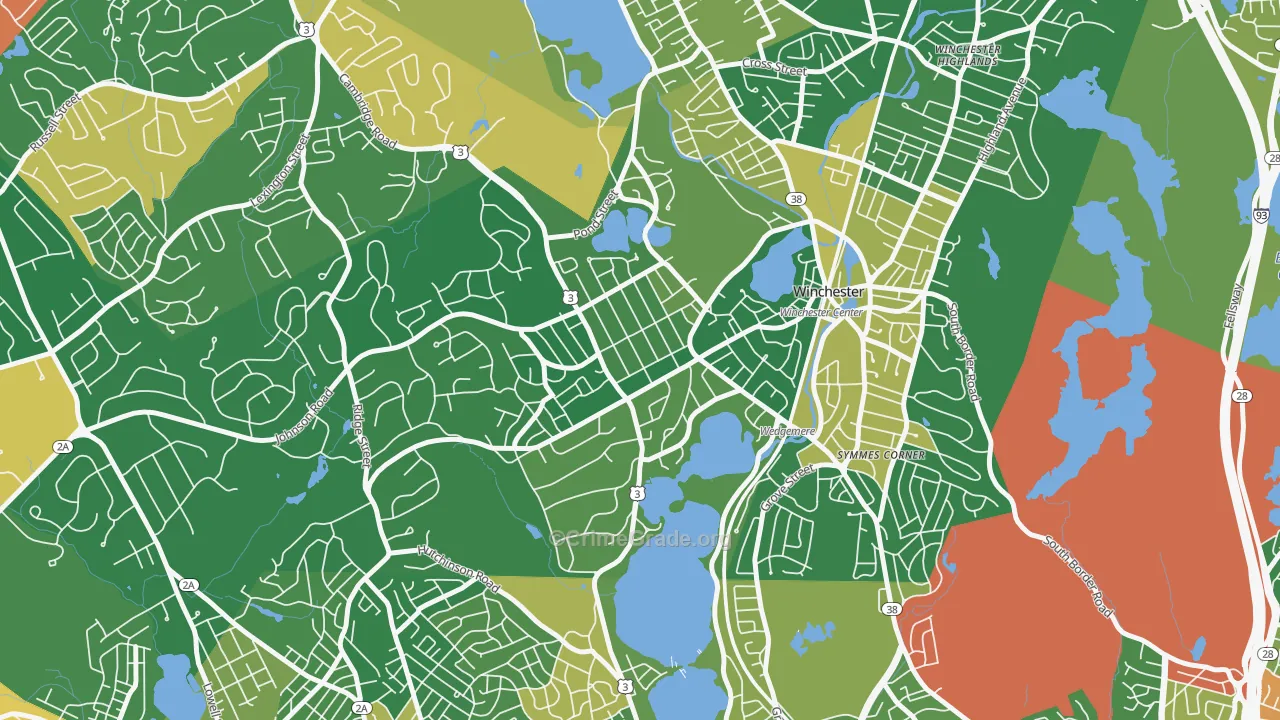 Wedgemere Historic District, Winchester, MA Map of Assault Rates