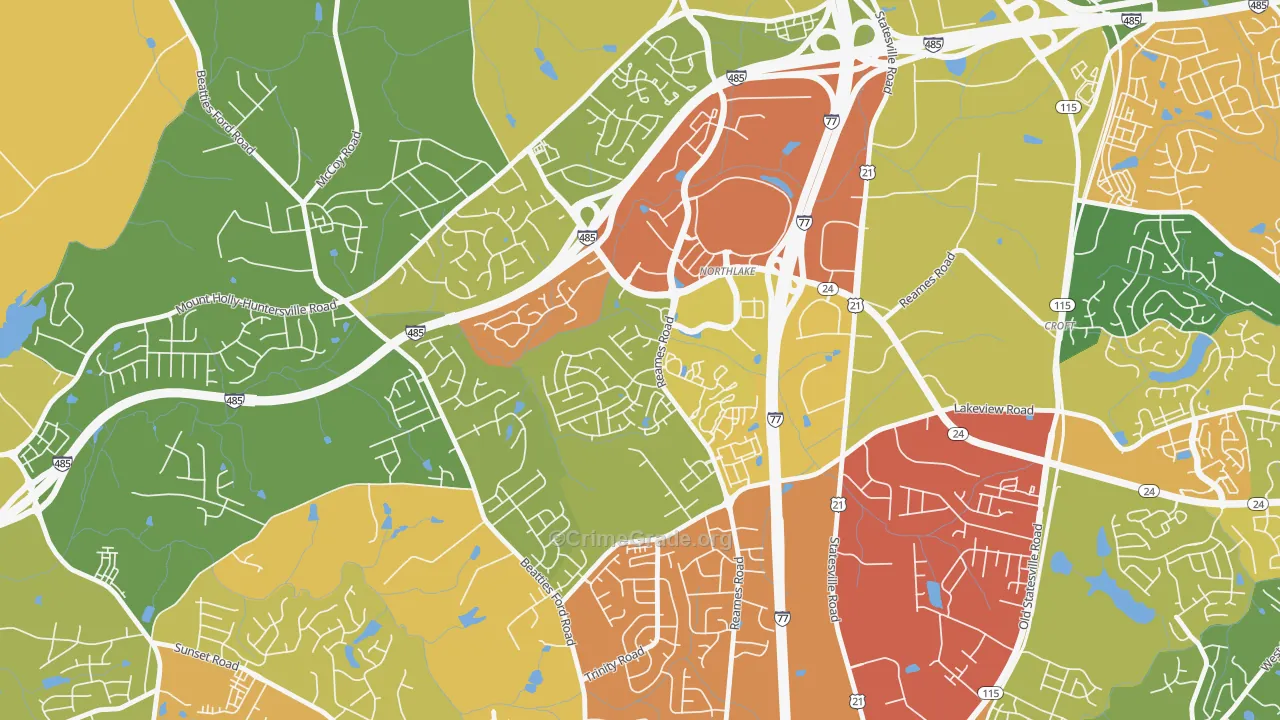 Wedgewood, Charlotte, NC Map of Assault Rates