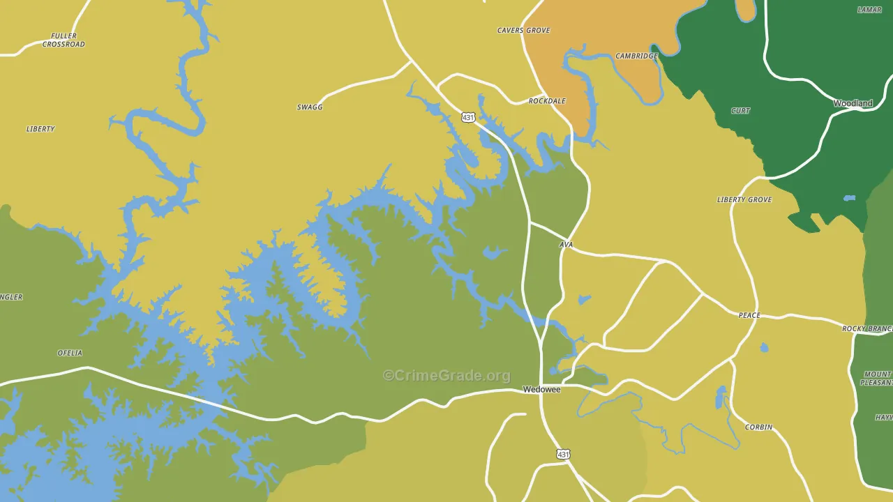 Wedowee, AL Map of Assault Rates
