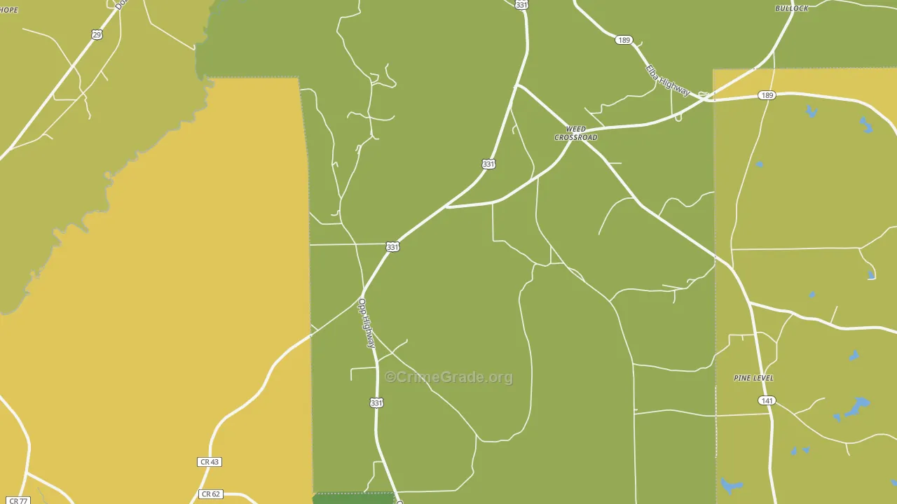 Weed Crossroad, AL Map of Assault Rates