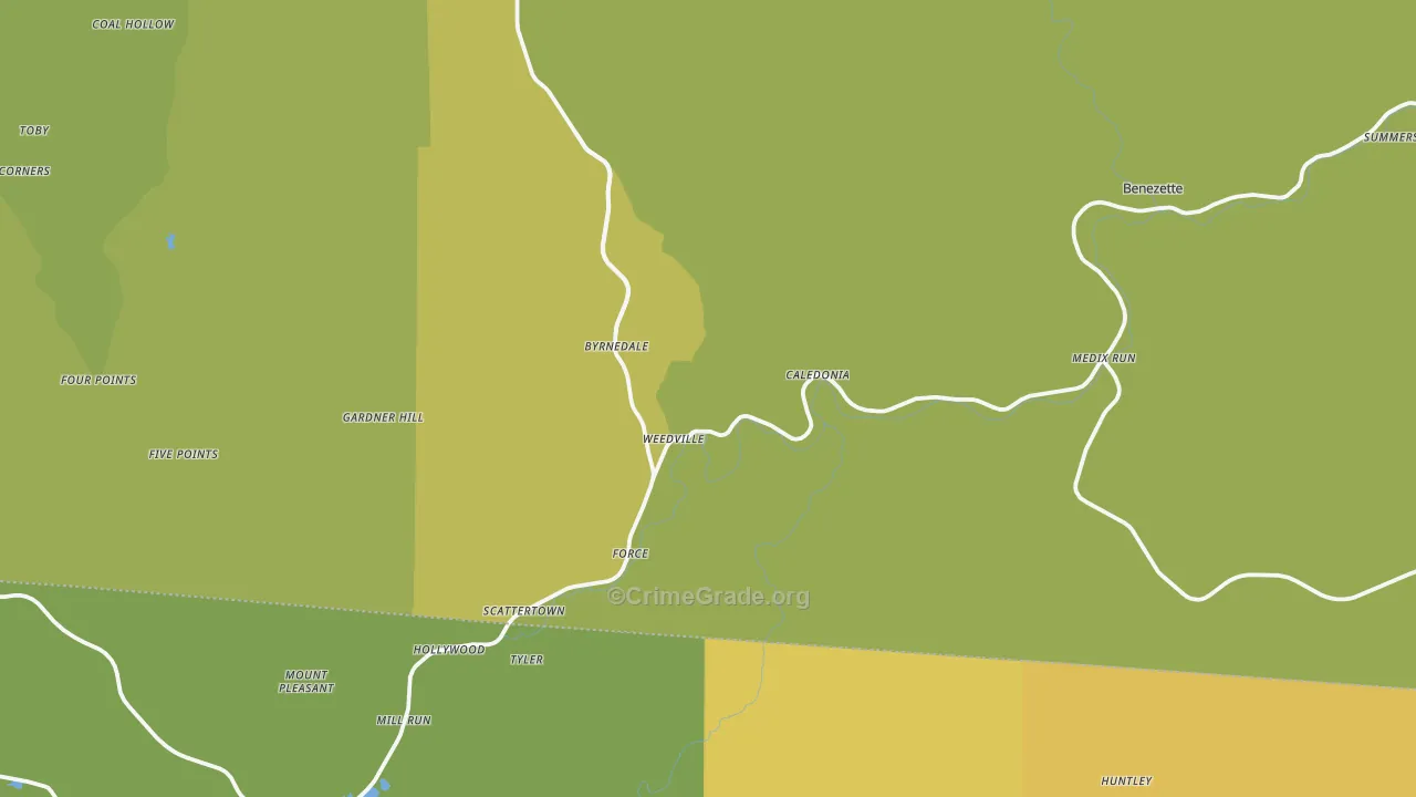 Weedville, PA Map of Assault Rates