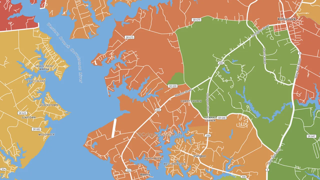 Weems, VA Map of Assault Rates