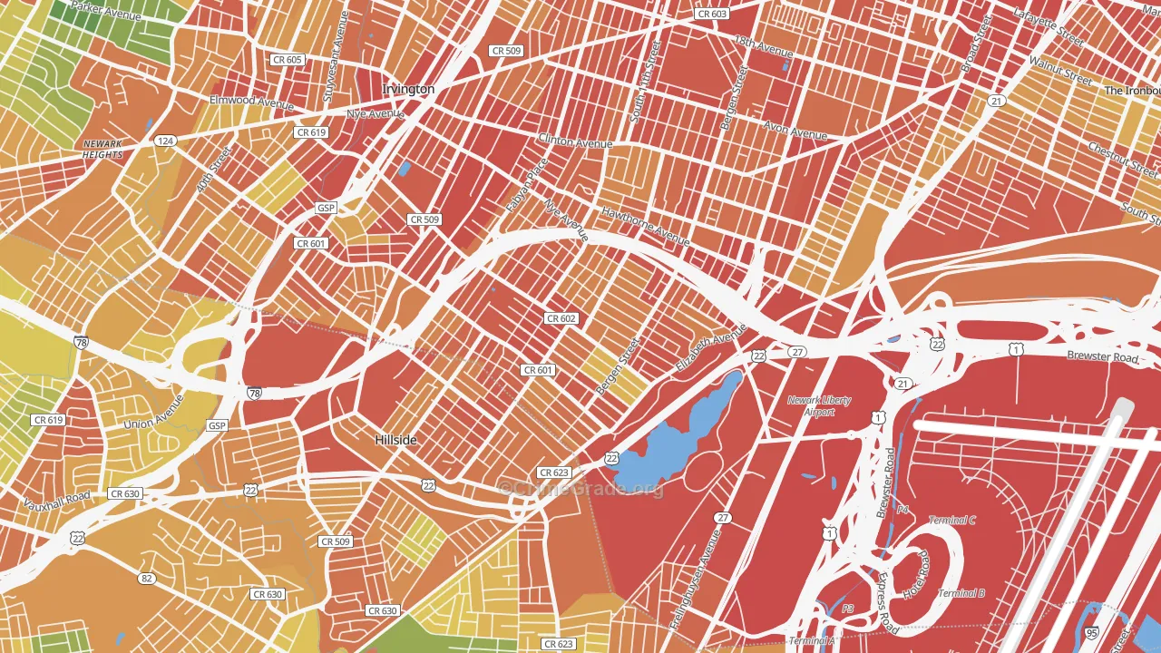 Weequahic, Newark, NJ Map of Assault Rates