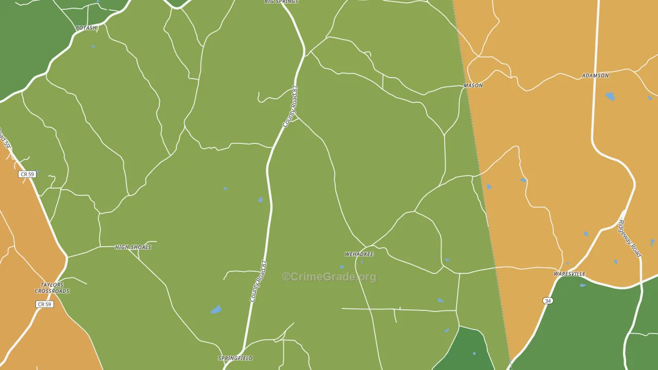 Wehadkee, AL Map of Assault Rates