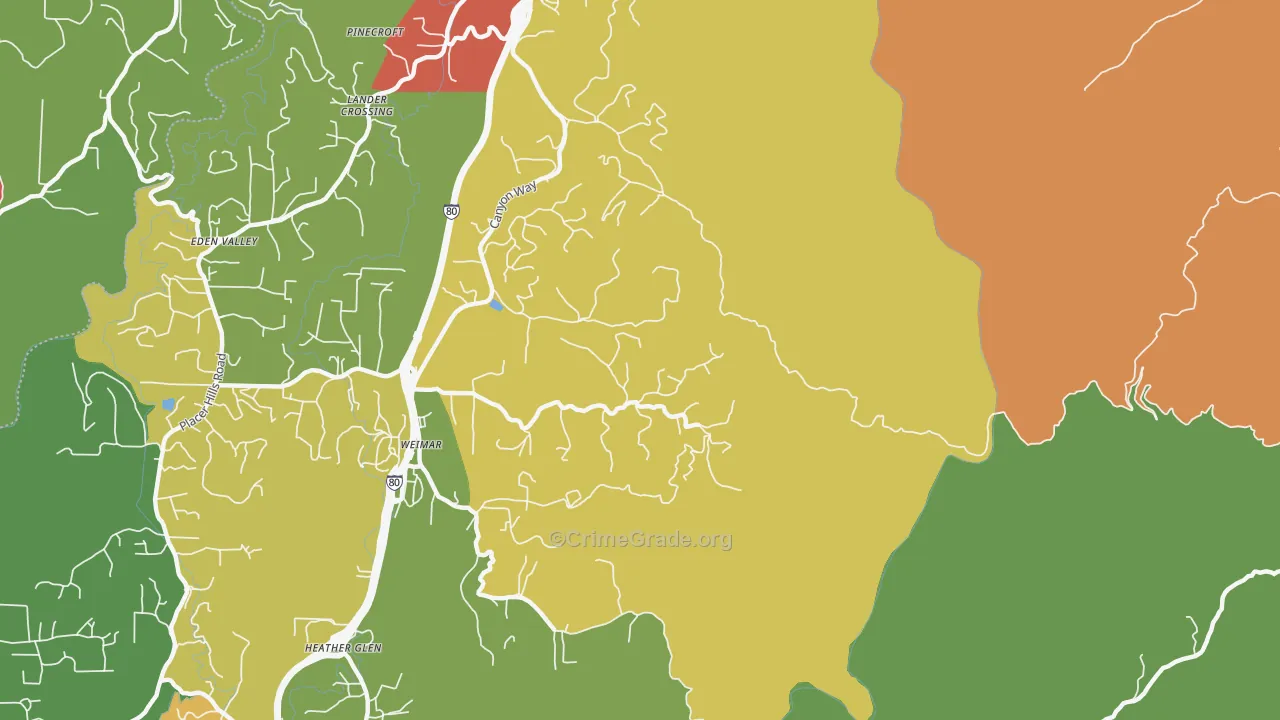 Weimar, CA Map of Assault Rates