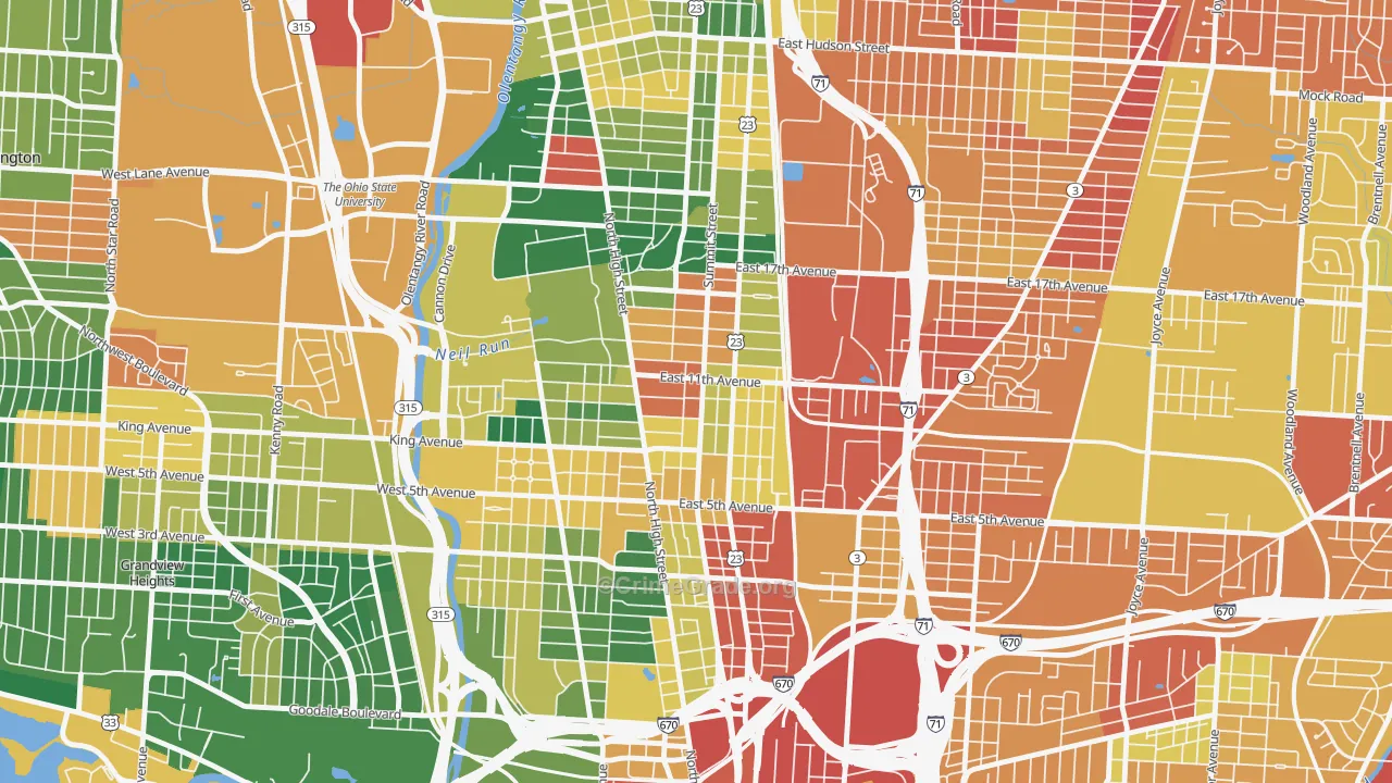 Weinland Park, Columbus, OH Map of Assault Rates