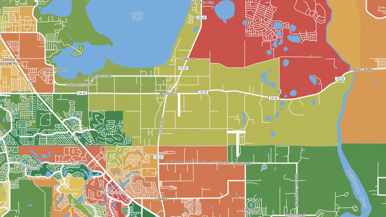 Weirsdale, FL Map of Assault Rates