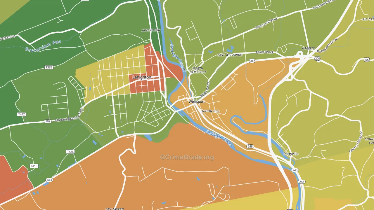 Weissport, PA Map of Assault Rates