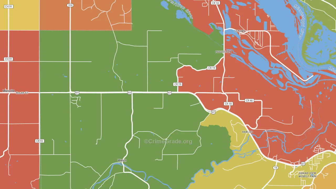 Welch, MN Map of Assault Rates
