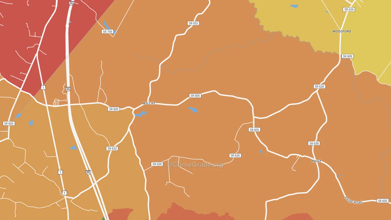 Welchs, VA Map of Assault Rates