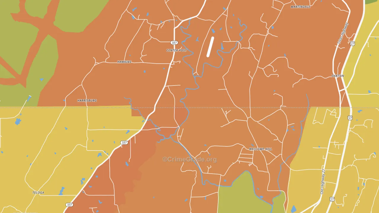 Welcome Hill, GA Map of Assault Rates