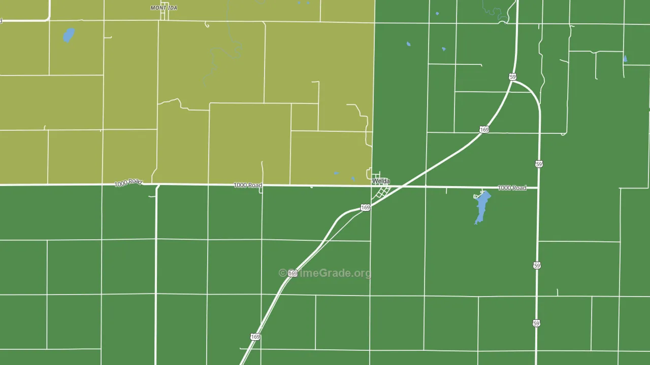 Welda, KS Map of Assault Rates