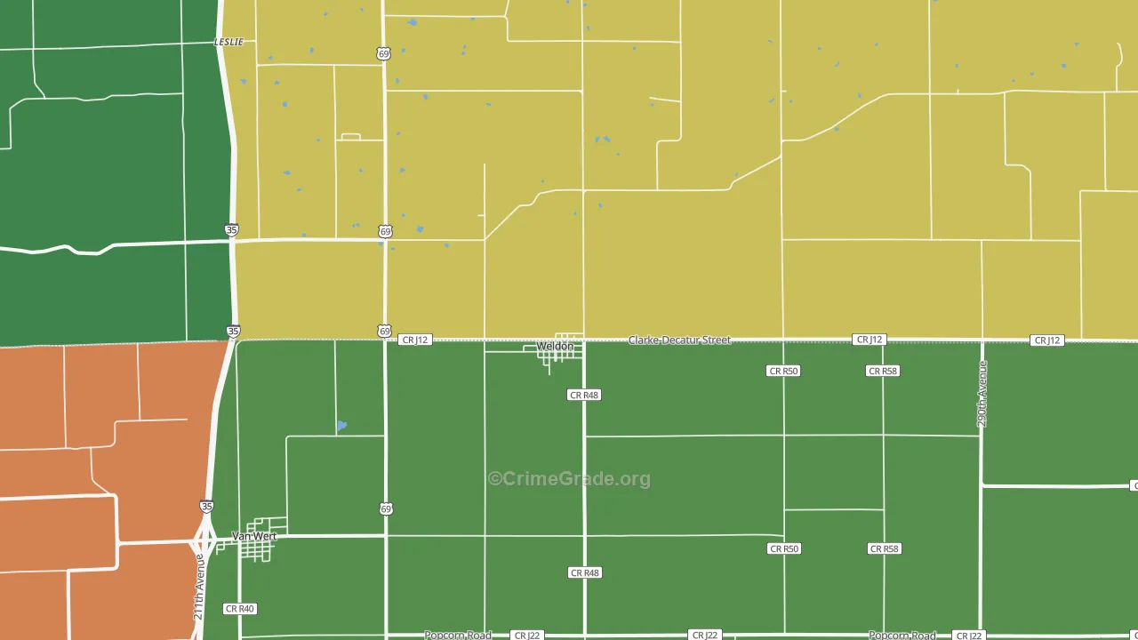 Weldon, IA Map of Assault Rates