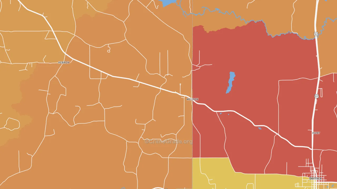Weldon, LA Map of Assault Rates