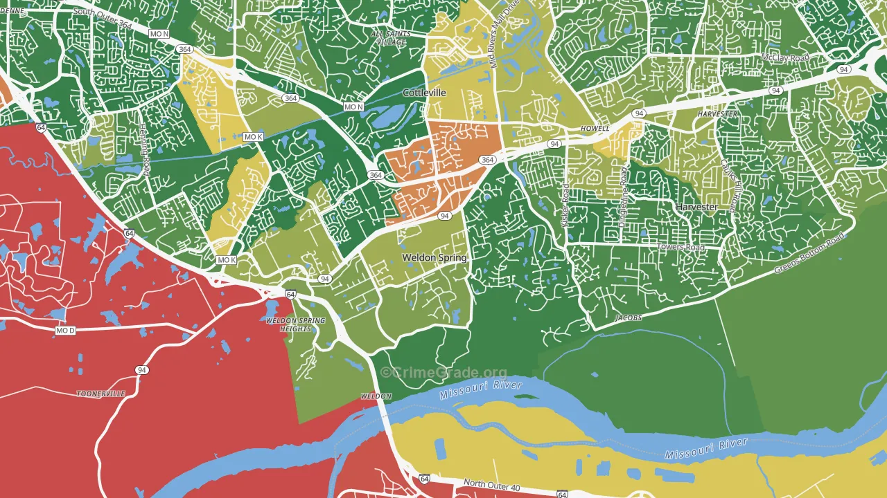 Weldon Spring, MO Map of Assault Rates