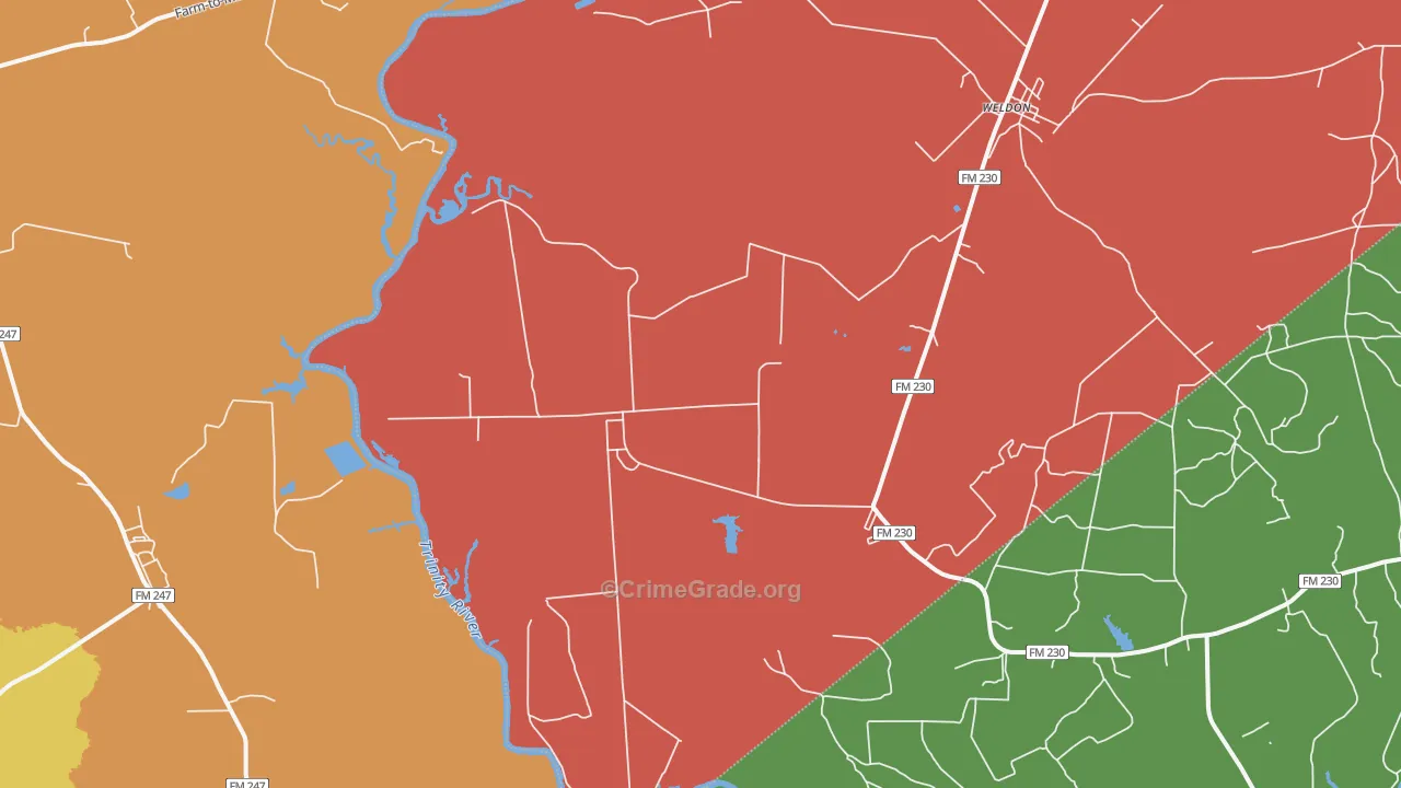 Weldon, TX Map of Assault Rates