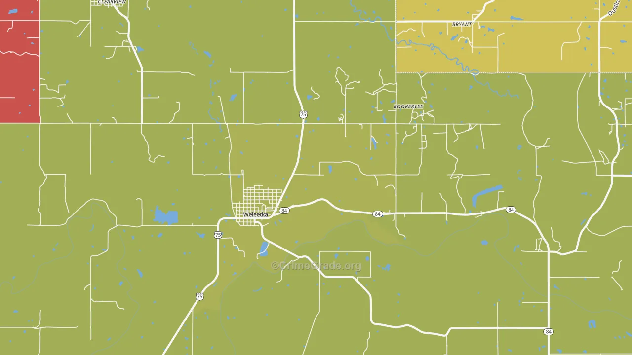 Weleetka, OK Map of Assault Rates