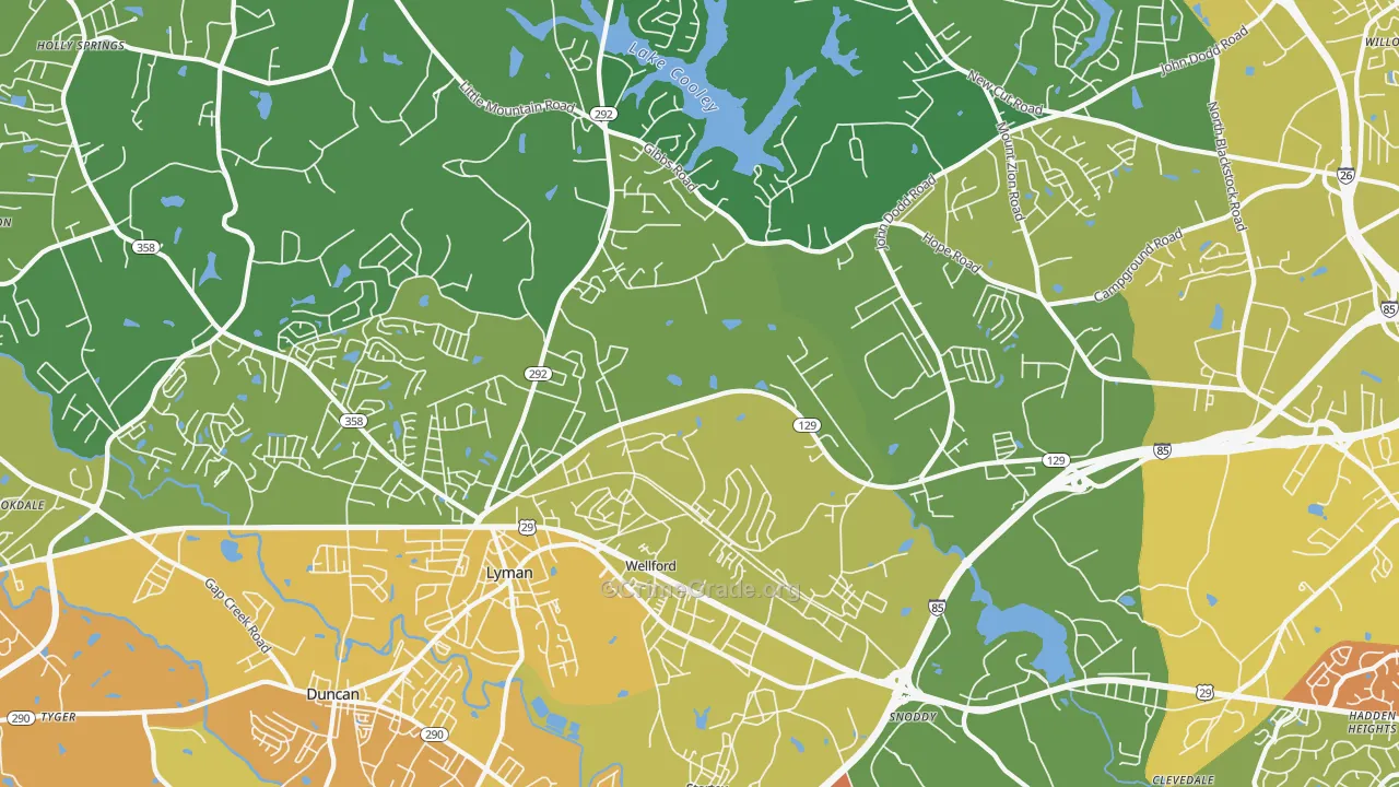 Wellford, SC Map of Assault Rates