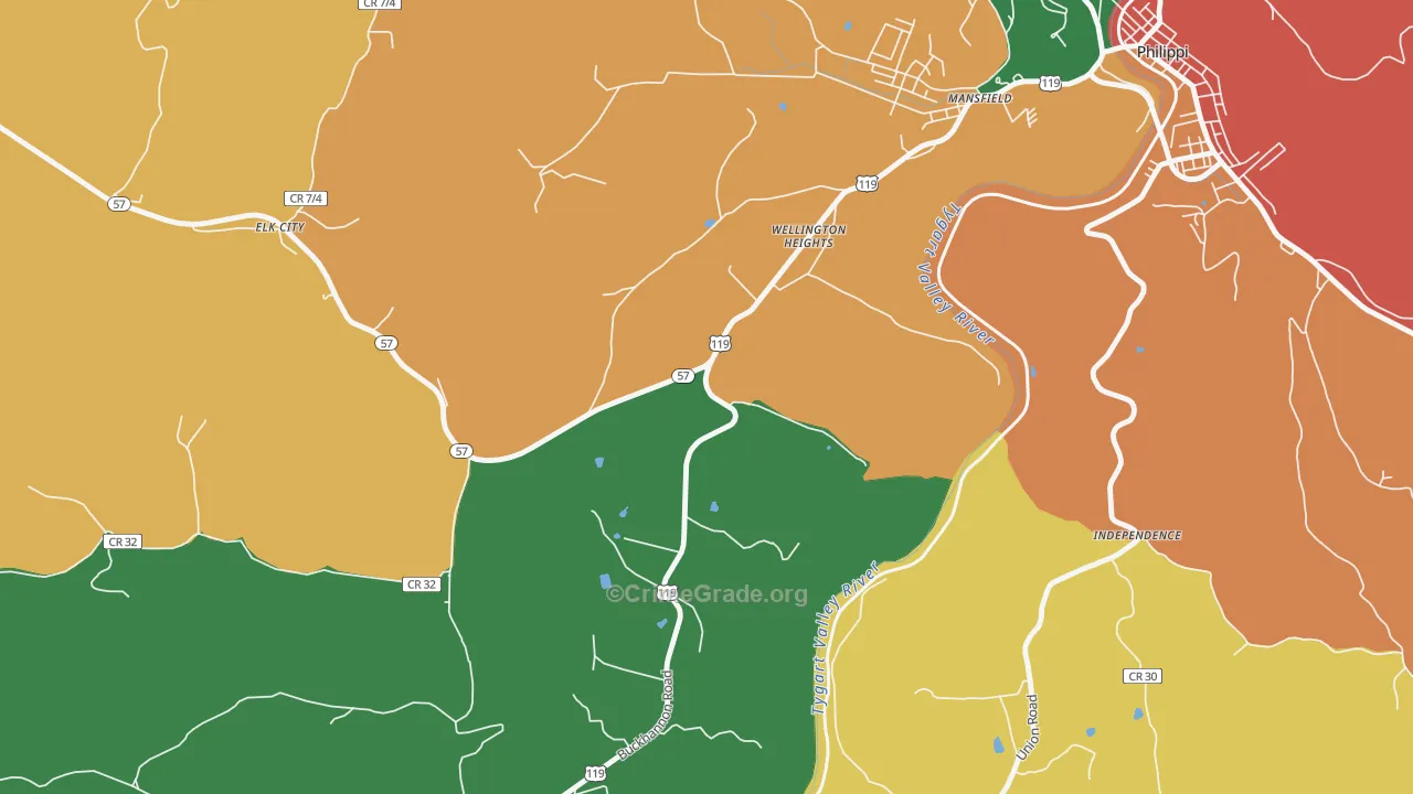 Wellington Heights, WV Map of Assault Rates
