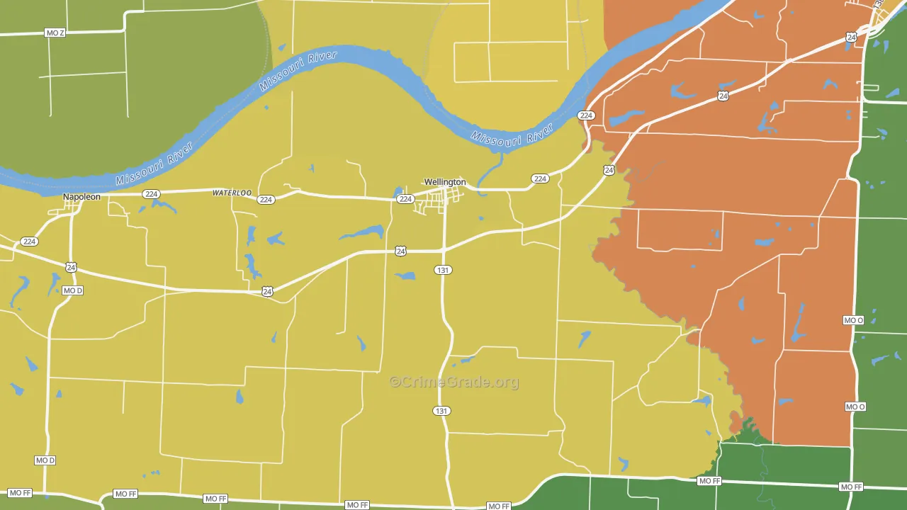 Wellington, MO Map of Assault Rates