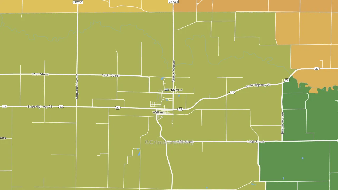 Wellman, IA Map of Assault Rates