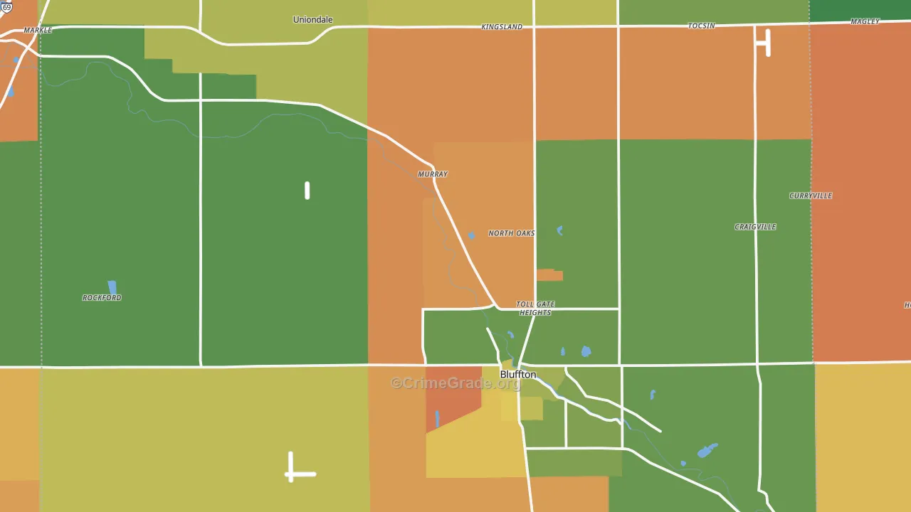 Wells County, IN Map of Assault Rates