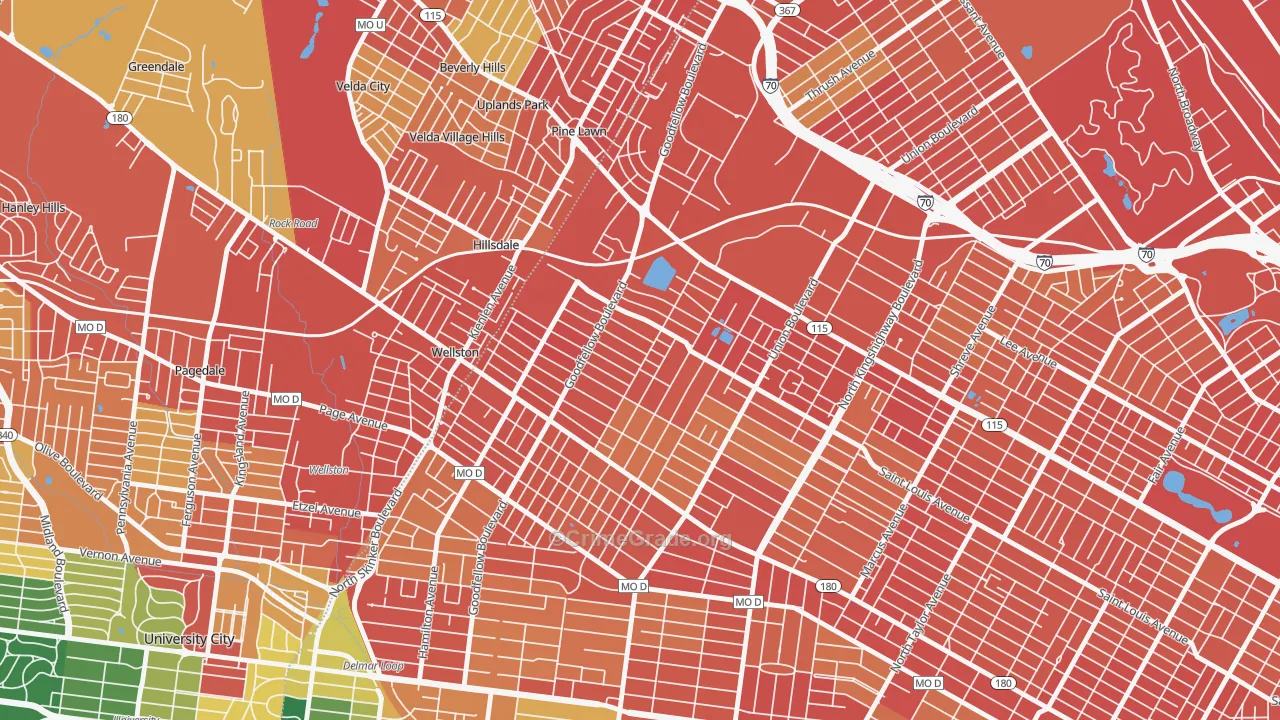 Wells-Goodfellow, St. Louis, MO Map of Assault Rates