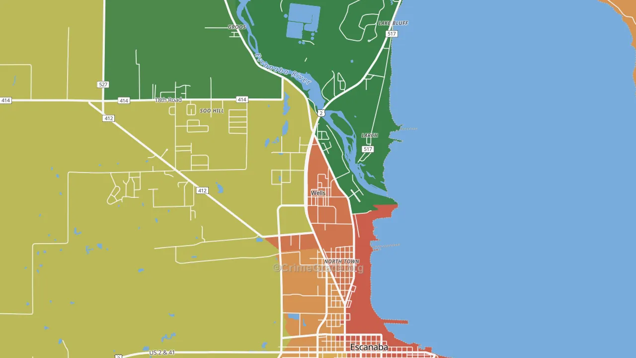 Wells, MI Map of Assault Rates