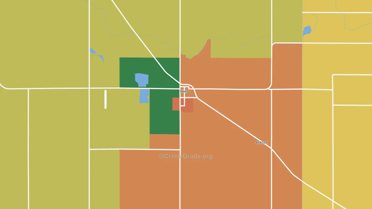 Wells, MN Map of Assault Rates