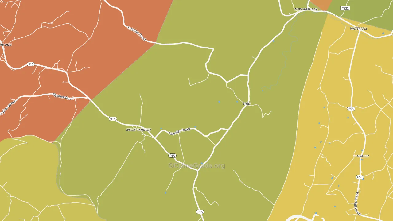 Wells Tannery, PA Map of Assault Rates