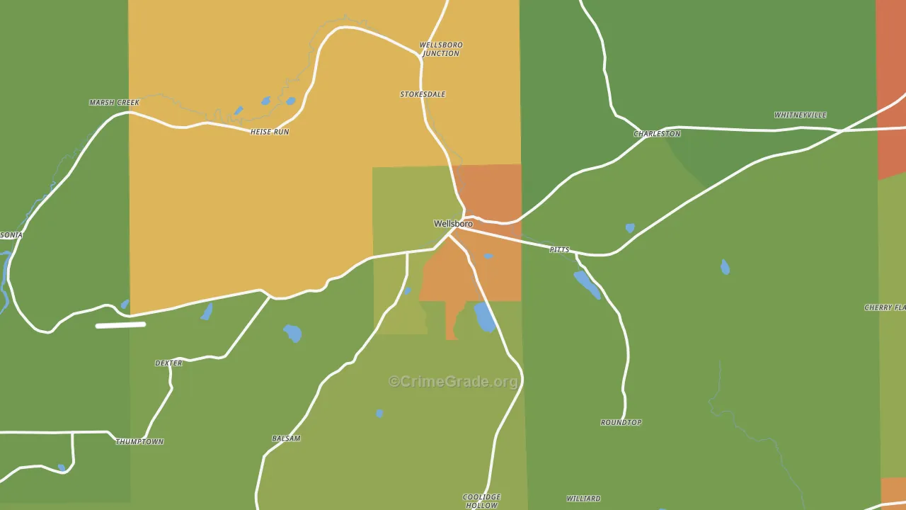 Wellsboro, PA Map of Assault Rates