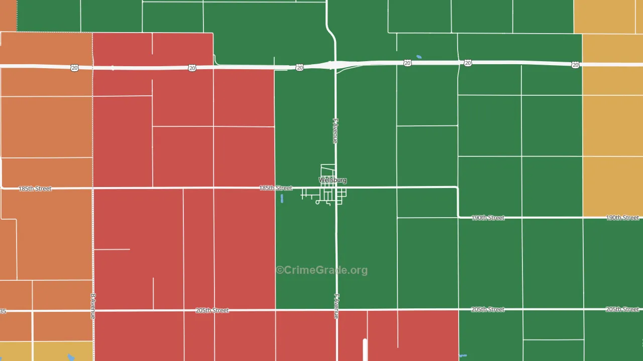 Wellsburg, IA Map of Assault Rates