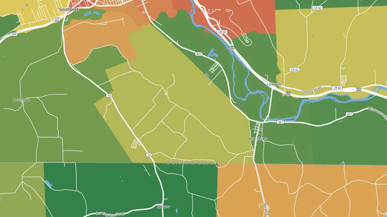 Wellsburg, NY Map of Assault Rates
