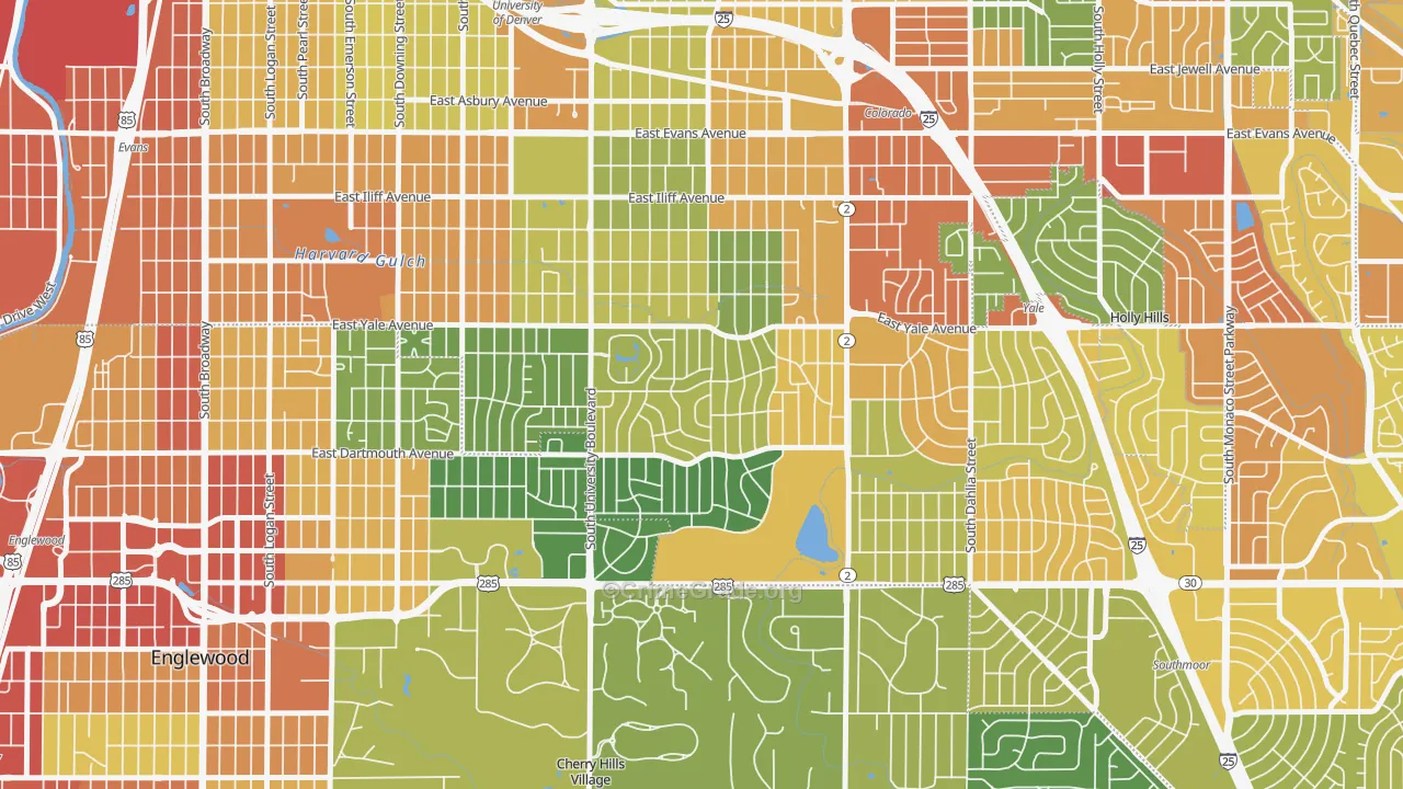 Wellshire, Denver, CO Map of Assault Rates