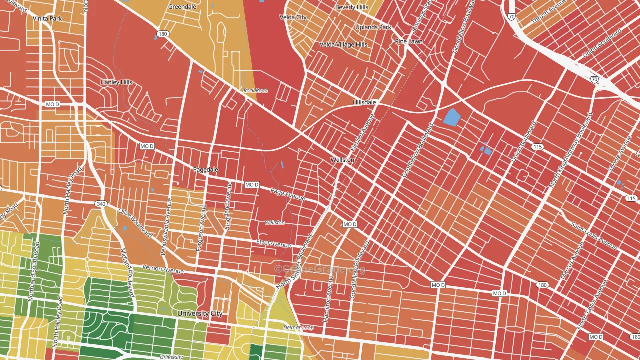 Wellston, MO Map of Assault Rates
