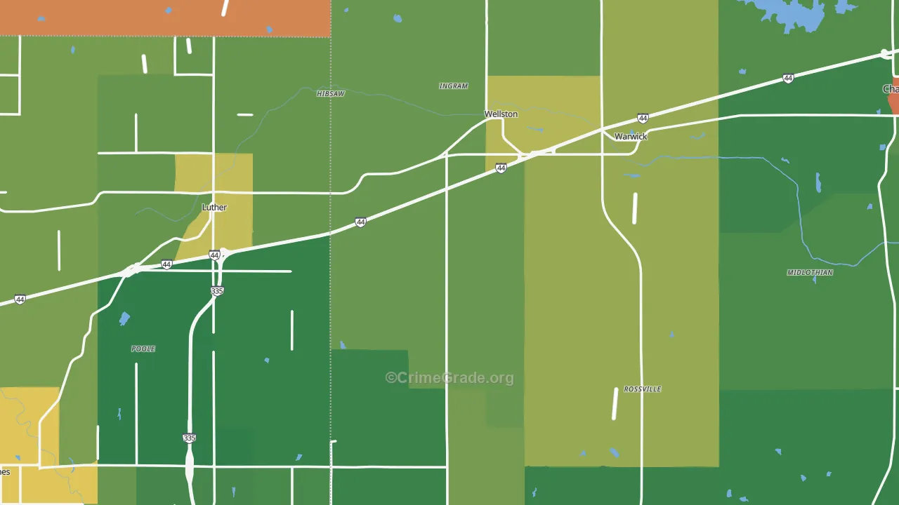 Wellston, OK Map of Assault Rates