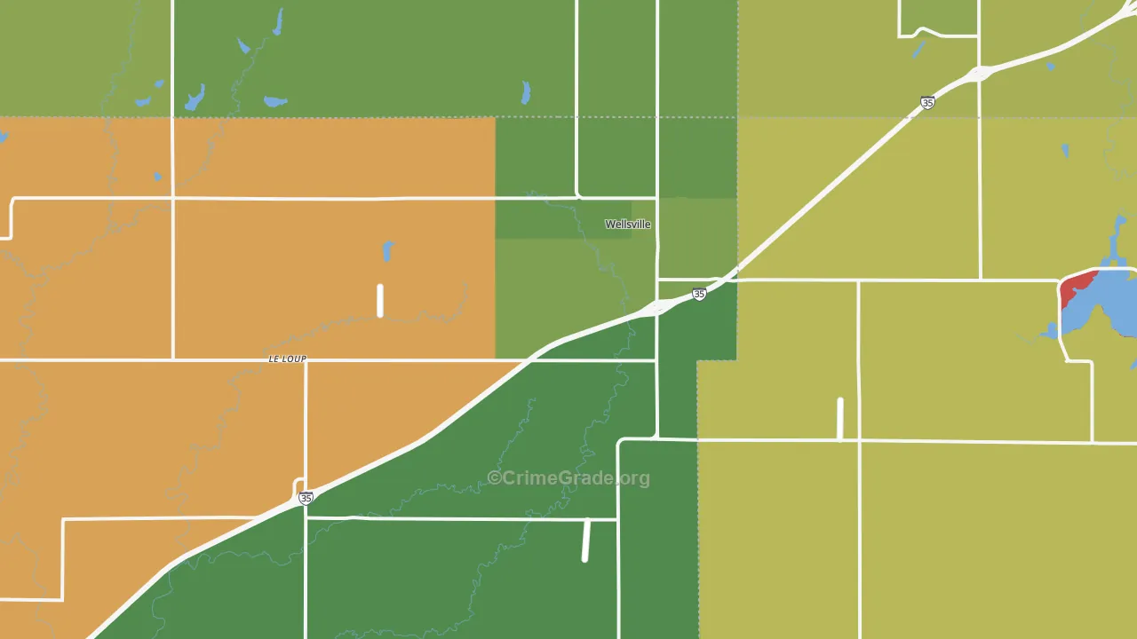 Wellsville, KS Map of Assault Rates