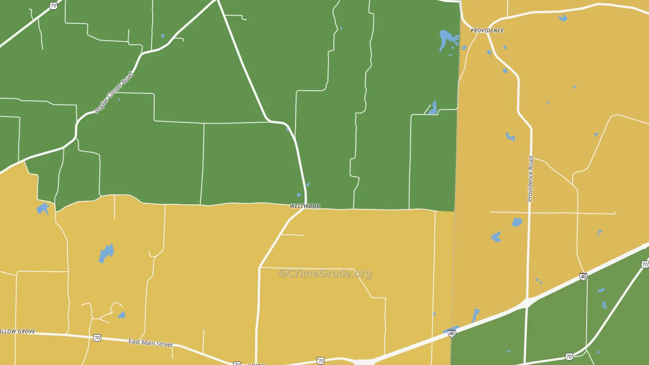 Wellwood, TN Map of Assault Rates