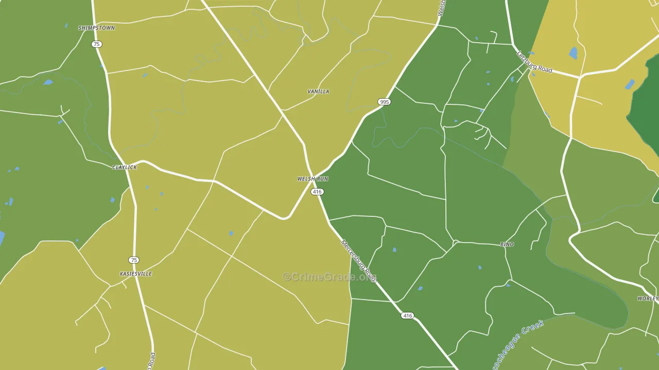 Welsh Run, PA Map of Assault Rates