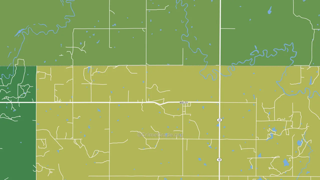 Welty, OK Map of Assault Rates