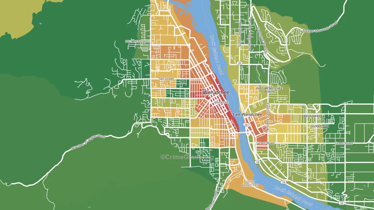 Wenatchee, WA Map of Assault Rates