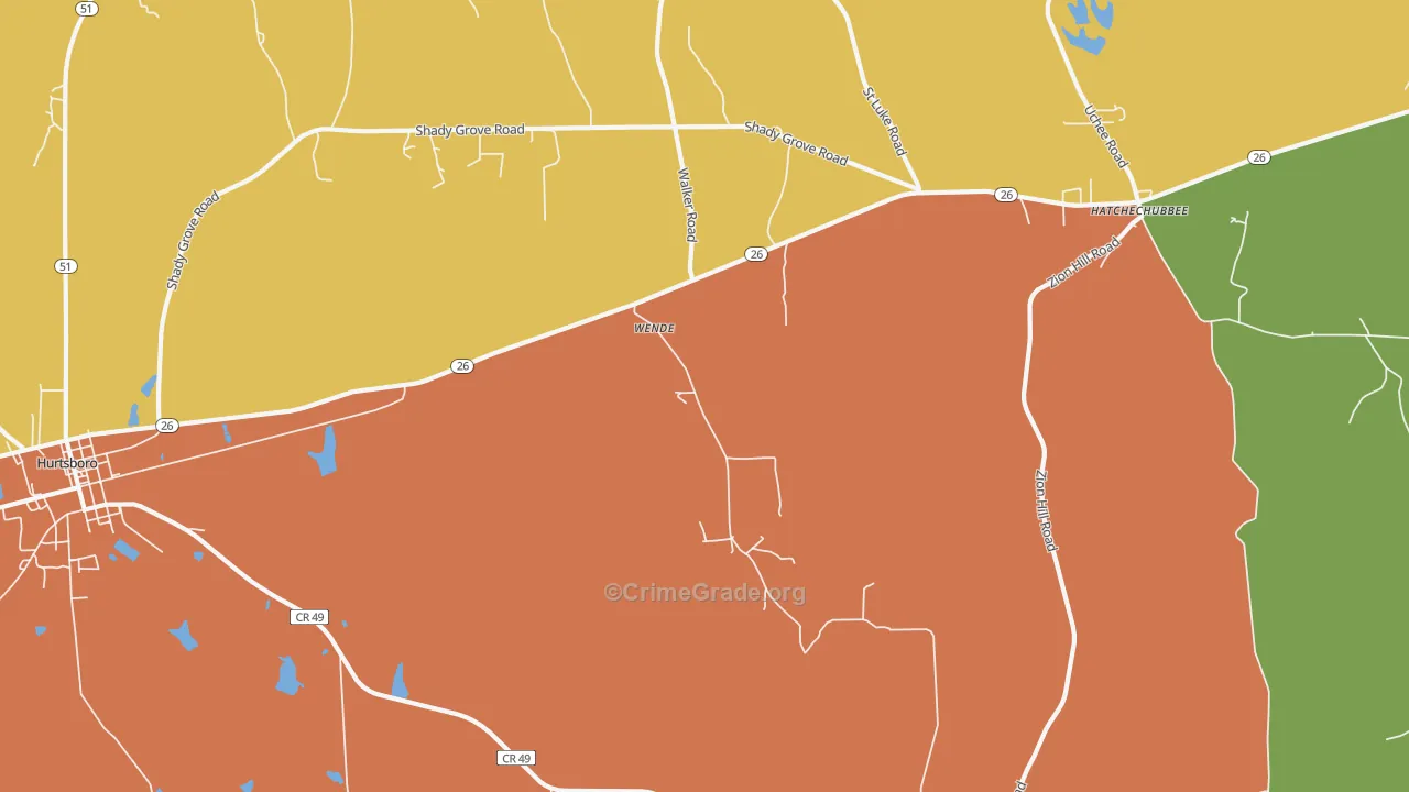 Wende, AL Map of Assault Rates