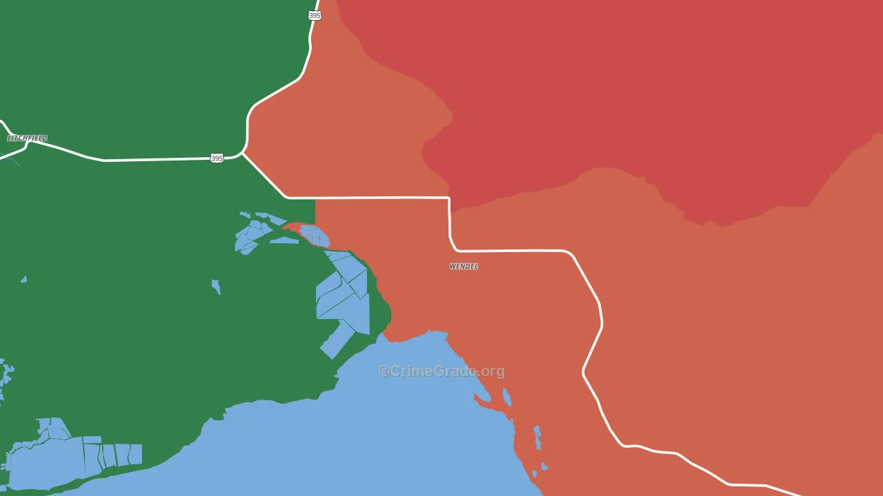 Wendel, CA Map of Assault Rates