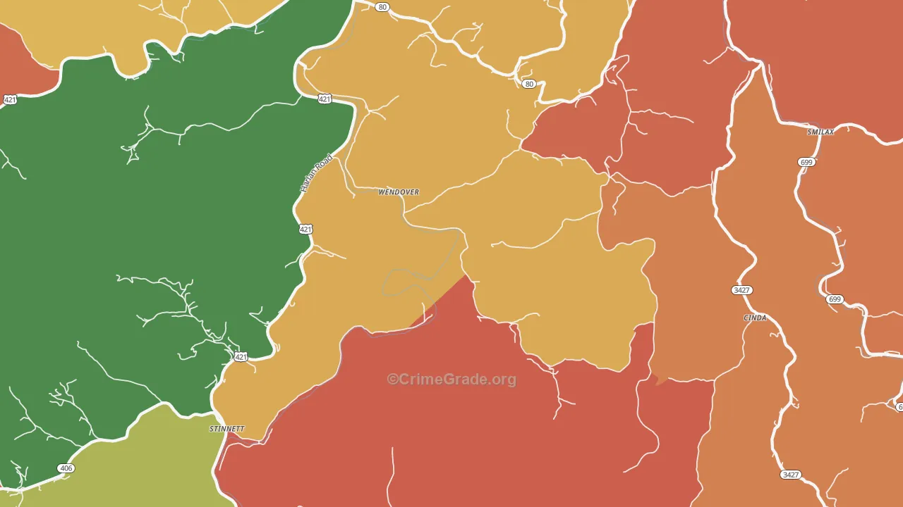 Wendover, KY Map of Assault Rates